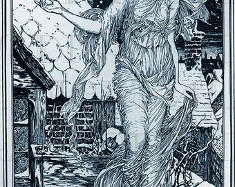 Fabulous VICTORIAN Snow QUEEN Vintage Digital Illustration. Digital Vintage Fairy Tale. Digital Winter/Christmas Download.