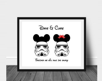 Wedding - Engagement - Anniversary - Valentines - Gift - Personalised Gift - Disney - Star Wars - Stormtrooper - Mickey and Minnie - Couple
