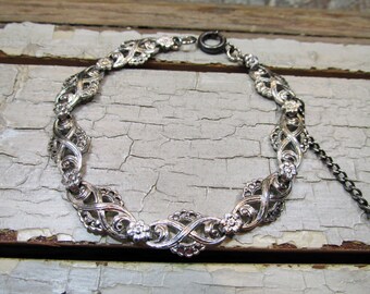Vintage Sterling Silver Marcasite Bracelet
