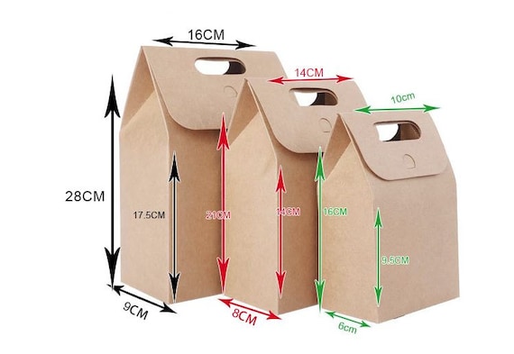 10pcs 350gram Kraft Paper Bag with handle THREE SIZES