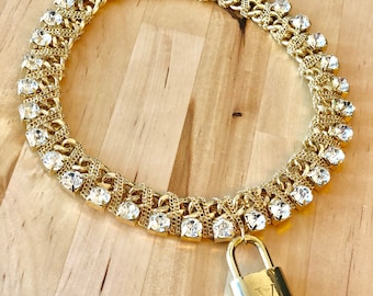 Gorgeous 100% authentic Louis Vuitton Lock Rhinestones Bling Choker