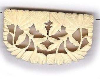 vintage CARVED BONE bead pendant size carved bone bead ORGANIC natural bead one bead 2" x 1-1/8" antique bone bead detailed