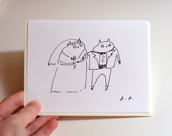 Wedding Card - cat Wedding Card - Bride and Groom - Wedding Gift