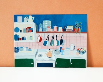 Illustrated Quirky Kitchen Giclee Print