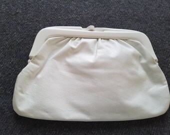 Vintage 80s White Italian Leather Clutch