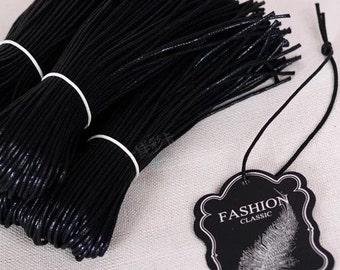100pcs Black Pre-Cut Waxed Hang Tag String Loop Hook Clothing String Supplies