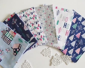 Christmas Village Fabric Fat Quarter Bundle-100% Cotton, Craft & Quilting
