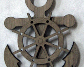 Anchor / Wheel Wood Ornament