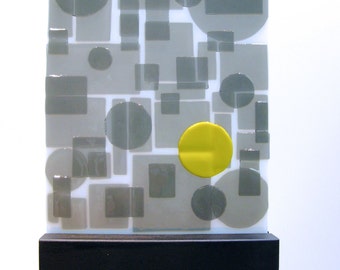 Mid Century Art Glass Sculpture Many Shades of Gray Artist Signed