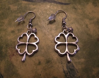 Silver earrings - the four leaf clover