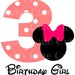 Third Birthday Miss Mouse Dot 3 three Cuttable, dxf, eps, png, jpeg, svg, silhouette, circuit, like minnie