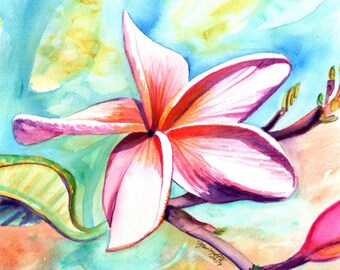 Plumeria Paintings, Original Watercolors, Tropical Flower Painting, Frangipani Art, Kauai Fine Art, Hawaiian Hawaii Maui Oahu kauaiartist