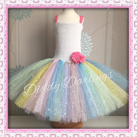 Pastel Rainbow Tutu Dress. Inspired Handmade Tutu Dress