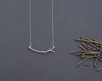 Silver Branch Necklace, Silver Twig Necklace, Silver Tree Necklace, Nature Necklace, Forest Jewelry