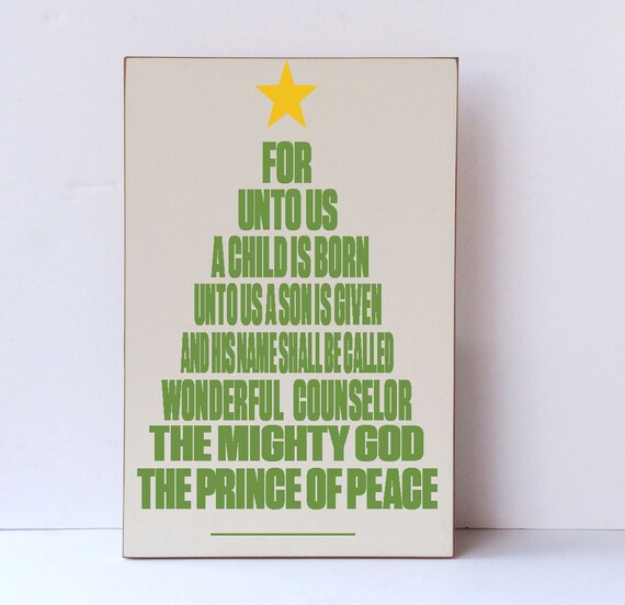 Christmas Wall Art Part - 41: For Unto Us A Child Is Born Wood Sign, Holiday Sign, Christmas Home Decor, Christmas Wall Art, Christmas Tree Typography Design, Wood Sign