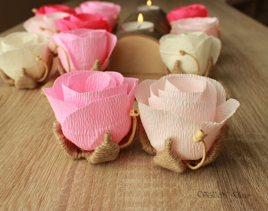 8 Rustic Paper Flowers Wedding Table Decor 8 Rustic Paper Flowers Wedding Table Decor