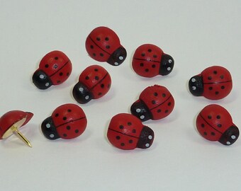 Decorative Push Pins, Ladybird Drawing Pins, Cork Board Pins, Thumbtacks, Pin Board Pins, Ladybug Push Pins, Teacher Gift
