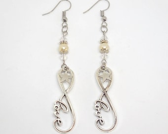 Dangle earrings infinite love, Star and Swarovski crystals