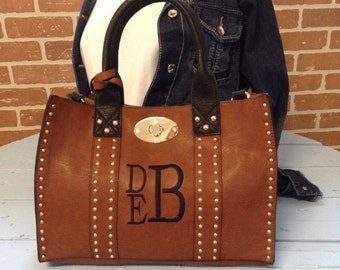 Beautiful studded purse ~ Monogram Purse ~ preppy monogram purse ~ medium size