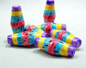 Handmade Polymer Clay Beads - Hand Painted