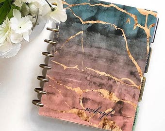 CUSTOMIZABLE Happy Planner Cover Set "Concreate Marble", 10 Mil Laminated