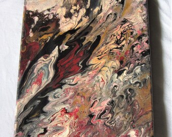 Lava Flow- 8 x 10 Canvas Acrylic Pour, Abstract Painting, Fluid Art