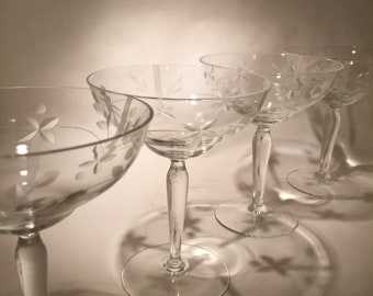 4 Vintage Crystal Coupes - 2 Sets Available