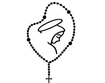 Rosary Virgin Mary car sticker