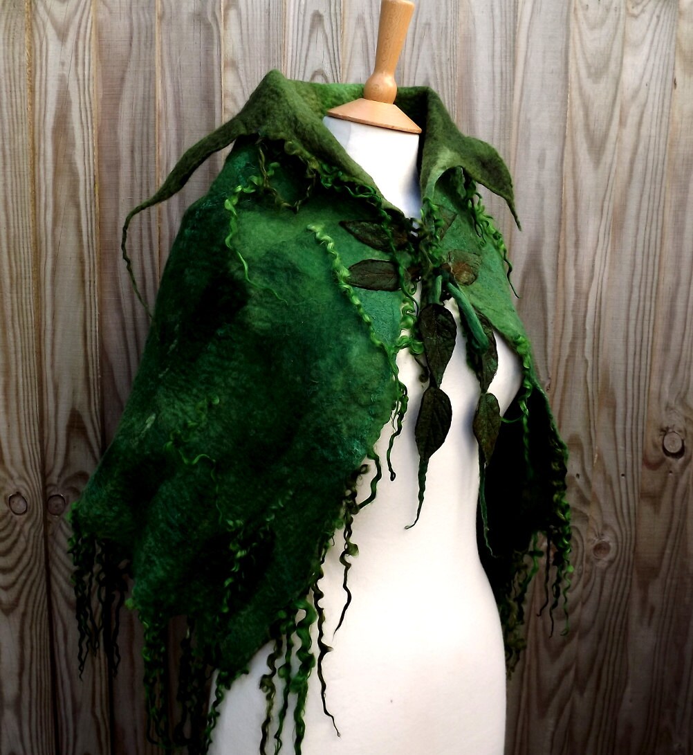 Custom Handmade green capeMade to order Woodland Felted cape