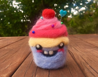 Cupcake Character Needle Felt Pincushion