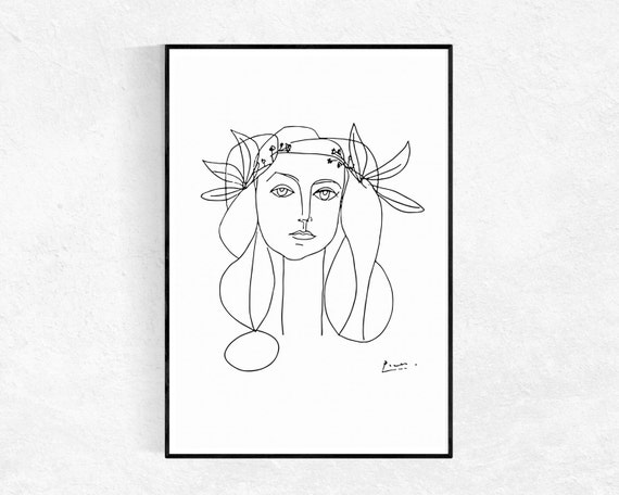 Line Drawing Poster : Picasso printable art sketch poster head of a