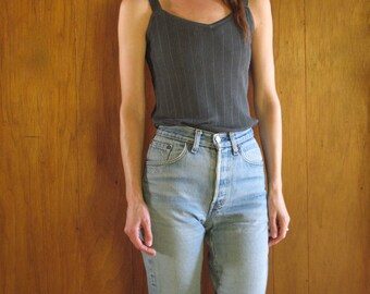 grey POINTELLE KNIT tank, m - l