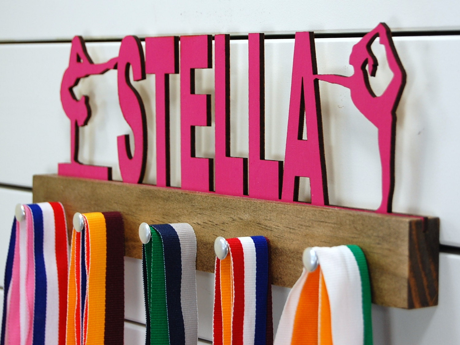 Personalized Gymnastics Medal Holder Display 12 Or 20 Inch Personalized Gymnastics Medal Holder Display 12 Or 20 Inch