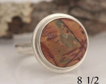 Picasso jasper ring, size 8 1/2, #603.