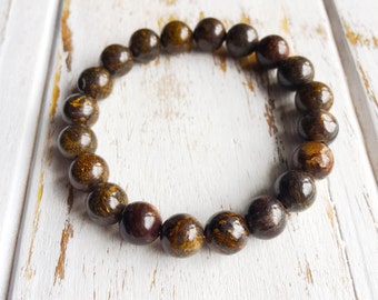 Genuine Bronzite Bracelet, 4mm Bronzite, 6mm Bronzite, 8mm Bronzite, 10mm Bronzite, Grounding Bracelet, Beaded Yoga Bracelet, Mala Bracelet