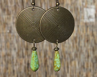 Bohemian Jewelry Boho Jewelry Bohemian Earrings Boho Earrings Brass Earrings Czech Glass Earrings Gift For Her Gift for women Gift Ideas