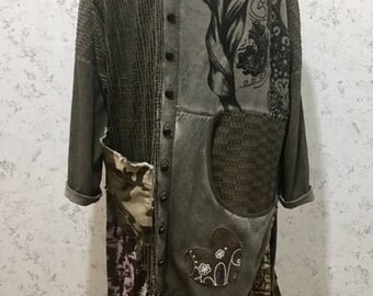 Gypsy Clothing, Plus Size Upcycled Clothing, 2XL Boho Tunic, Gypsy Dress, Upcyled Recycled Repurposed Clothing, Recycled Top Tunic Dresses