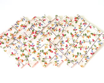 Reusable Cloth Napkins - Set of 6, Birds on White