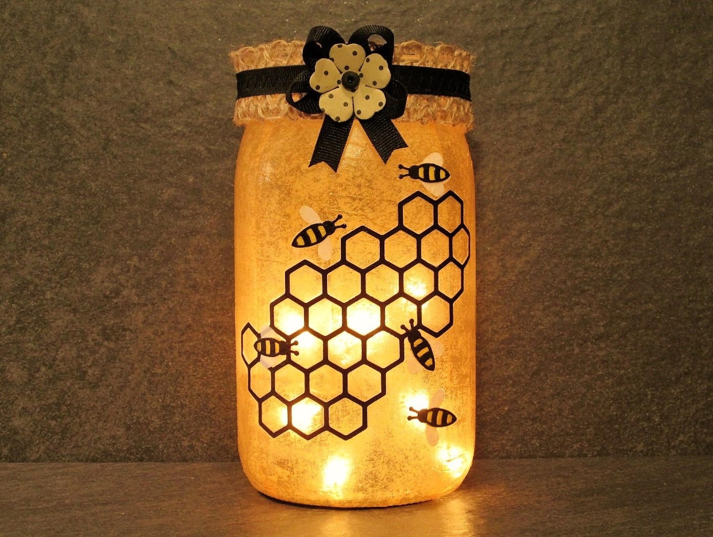 Honey Bees Mason Jar Light Country Decor. Summer