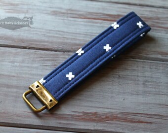 Night Owl Blue Cotton + Steel XOXO Key Fob key chain