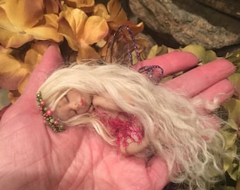 Fairy, Tiny Fairy, Fairies, Sleeping Fairy, Fairy Doll, Fairy Sculpture, Ooak Fairy, Fairy Garden, Gif, Gift for Mom, Gift for Her
