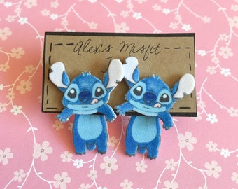 Cute Stitch Alien Faux Gauge Clinging Earrings
