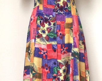 Vintage Phool floral short sleeve shirt dress Size M