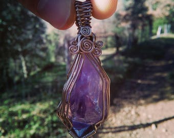 Hand-made amethyst rough pendant
