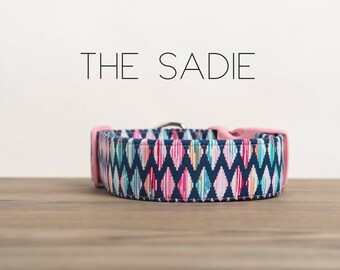Modern Colorful Girly Aztec Inspired Dog Collar "The Sadie"