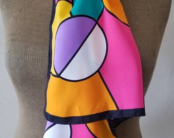 Vintage mod 60s 70s colorful Virginia Slims scarf, made in Italy