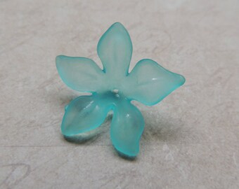 Acrylic Lucite Flower Bead - 5 petal flower - Turquoise (pack of 10)