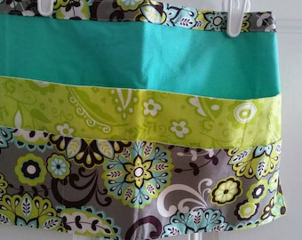 Gray, Green and Turquoise Floral/Flower Print Utility/Craft/Vender/Gardening Apron