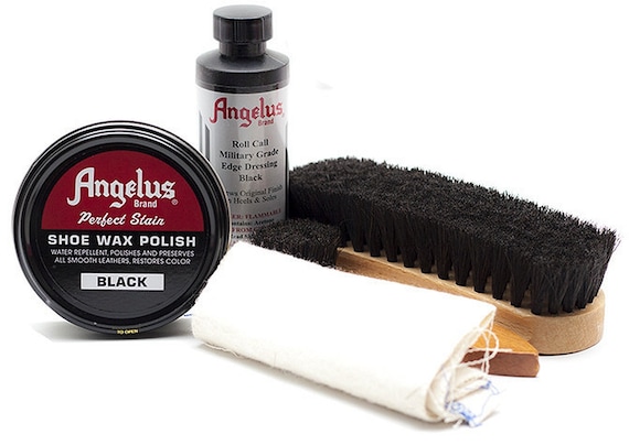 Shoe & Boot SHINE KIT BLACK wax Polish roll call Edge