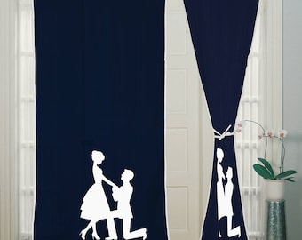 2 Pcs - Rod Pocket Hand Block, Printed Curtain Panels, Living Room, Custom window curtain, Curtain panels, Curtains for couples, Curtains